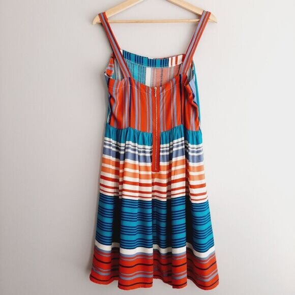 GYPSIES & MOONDUST Stripe Pattern Light Fit & Flare Dress Red White & Blue Sz L - Picture 8 of 15